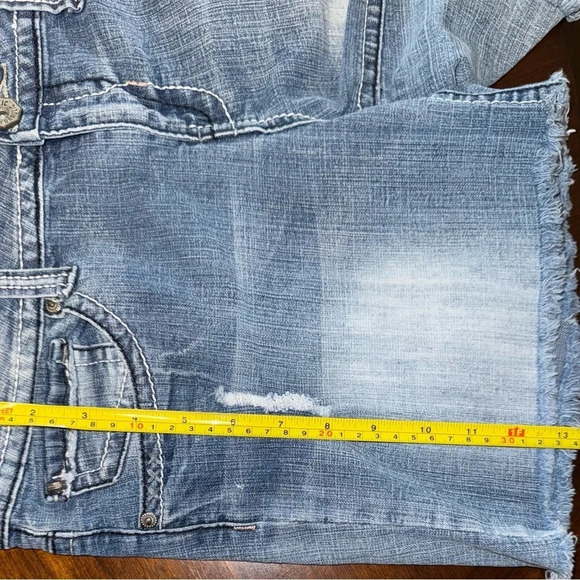 Hydraulic Jeans Cut Off Denim Thick Stitch Embroidered Shorts Size 15/16 - Picture 12 of 13